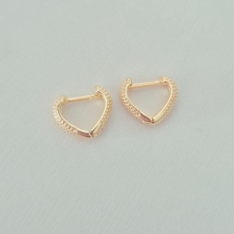 Brinco Click Coração Texturizado (P)