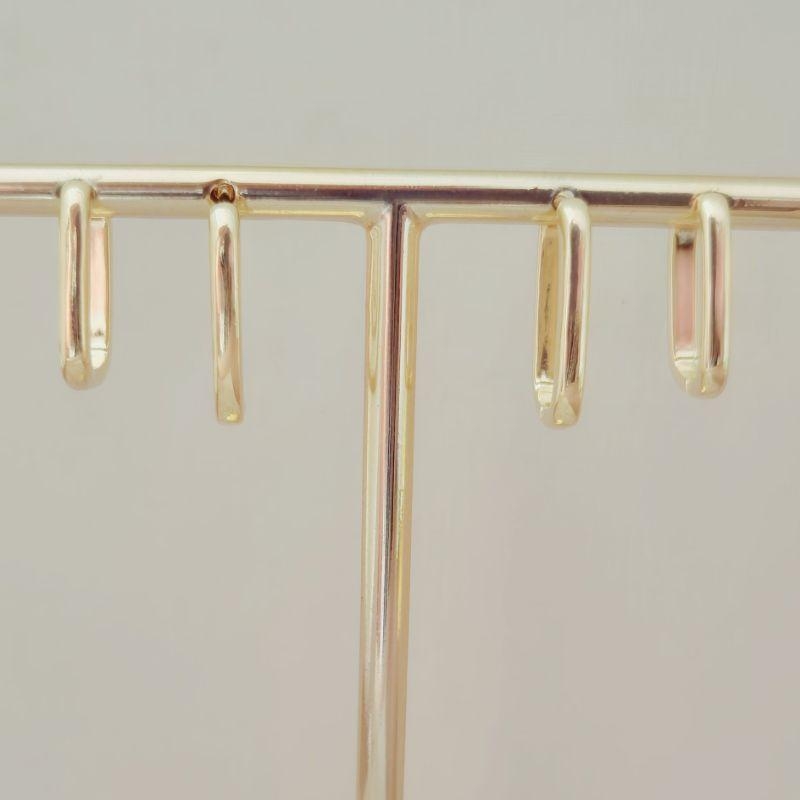 Brinco Duo de Argolinhas Lisas Retangulares