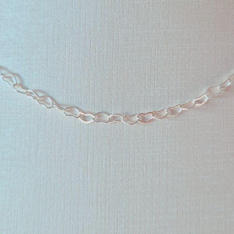 Colar Choker Elos Corações 5mm - Prata