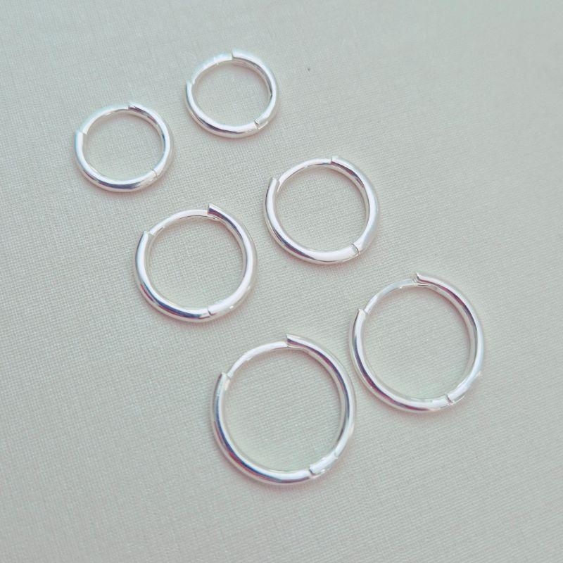 Trio de Argolinhas Redondas - Banho Prata