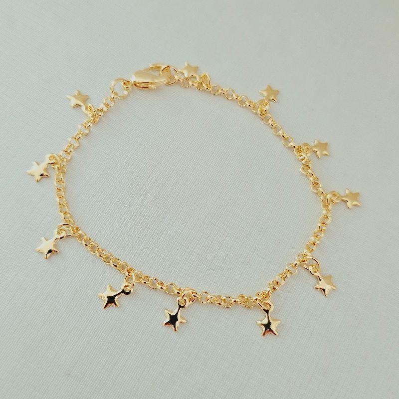 Pulseira Elo Português com Estrelinhas