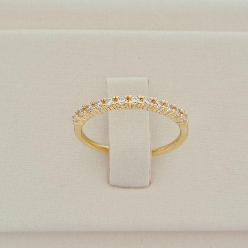 Anel Aparador Cristal Meia Aliança