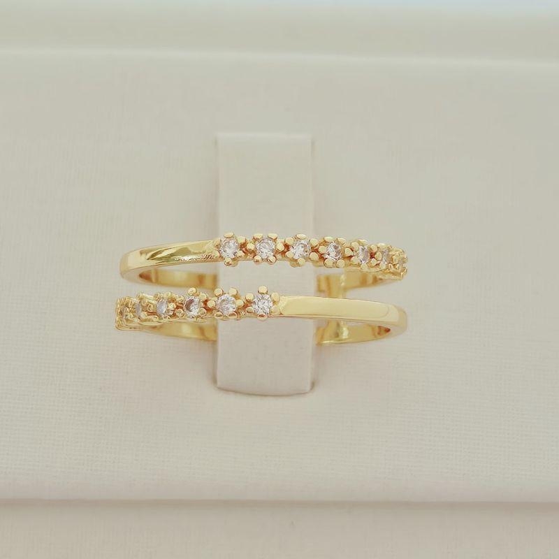 Anel Aro Duplo Cravejado