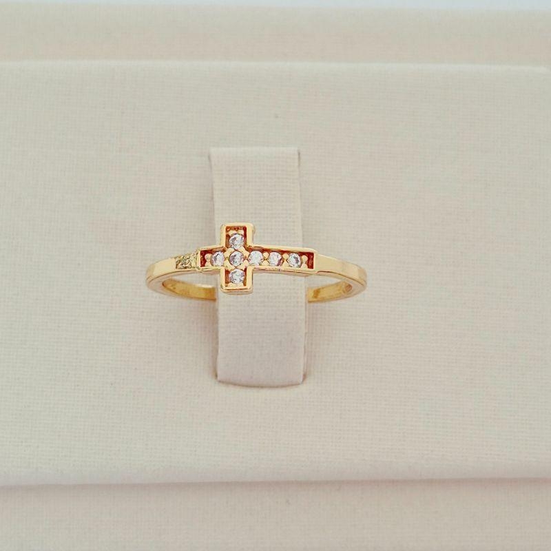 Anel Falange Cruz Microcravejado