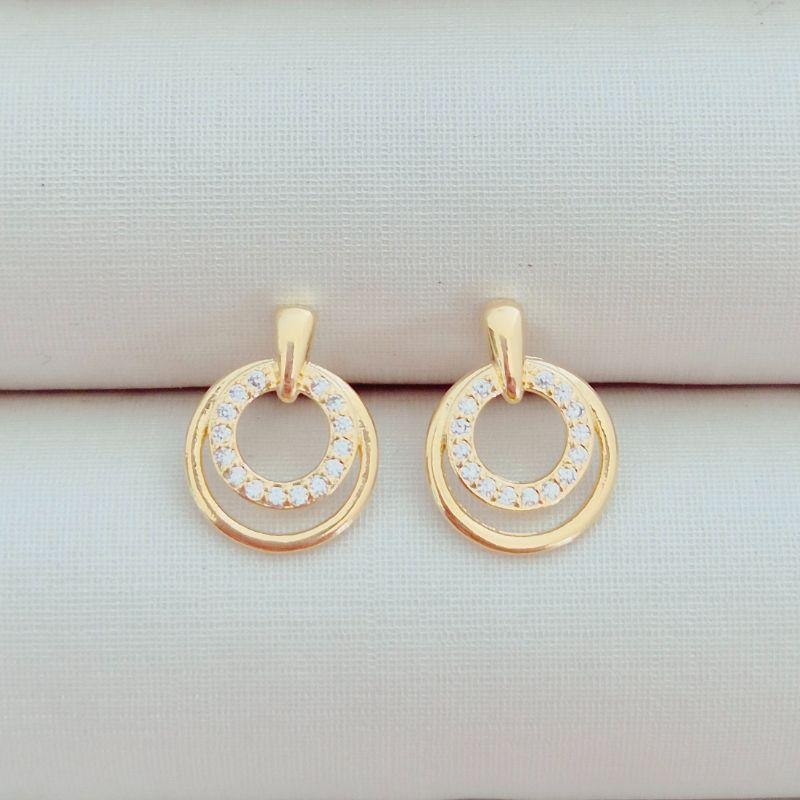 Brinco Círculo Liso e Círculo Cravejado