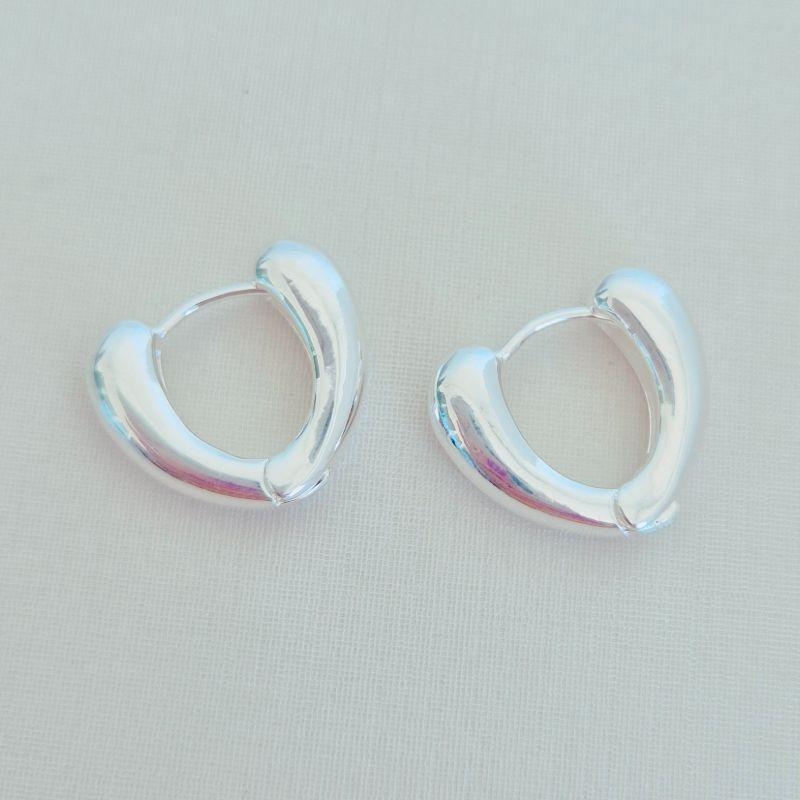 Brinco Click Coração - Banho Prata