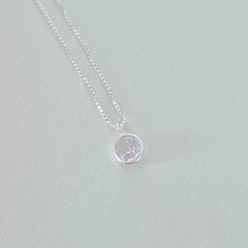 Colar Ponto de Luz Redondo Cristal - Prata 925