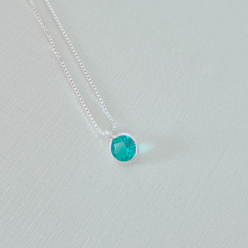 Colar Ponto de Luz Redondo Turmalina - Prata 925