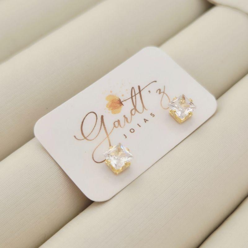 Brinco Carré Zircônia 5mm Pino 9mm