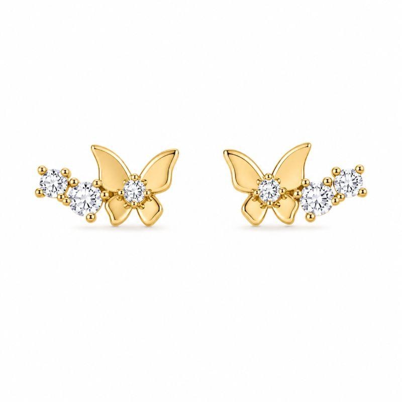 Brinco Mini Ear Cuff Borboleta e Ponto de Luz