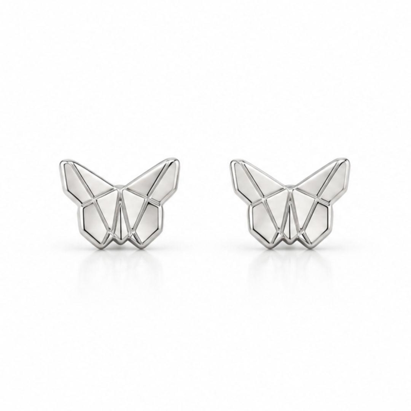 Brinco Borboleta Geométrica (G) - Prata 925