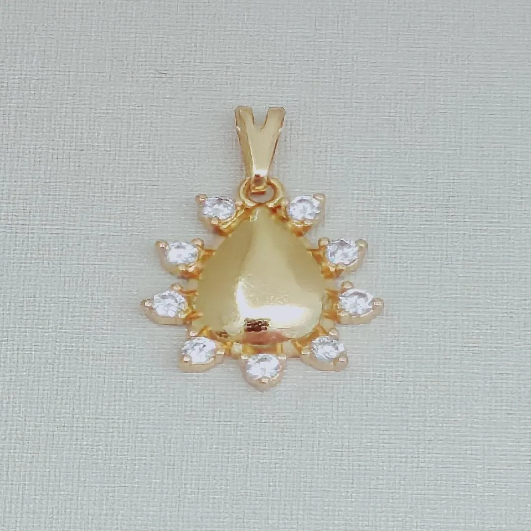 Pingente Gota com 9 Pontos de Zircônia