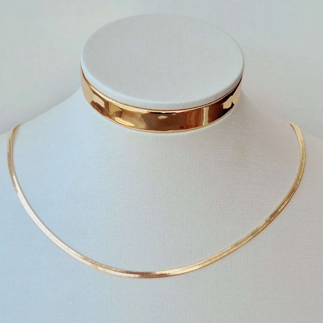 Colar Choker Fita Laminada 3mm