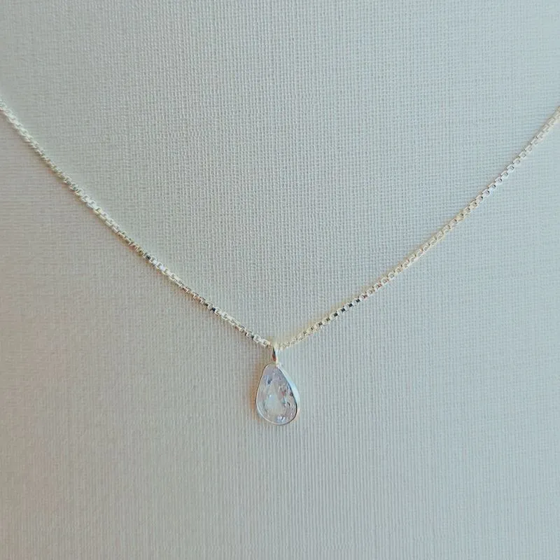 Colar Gota Cristal Prata 925
