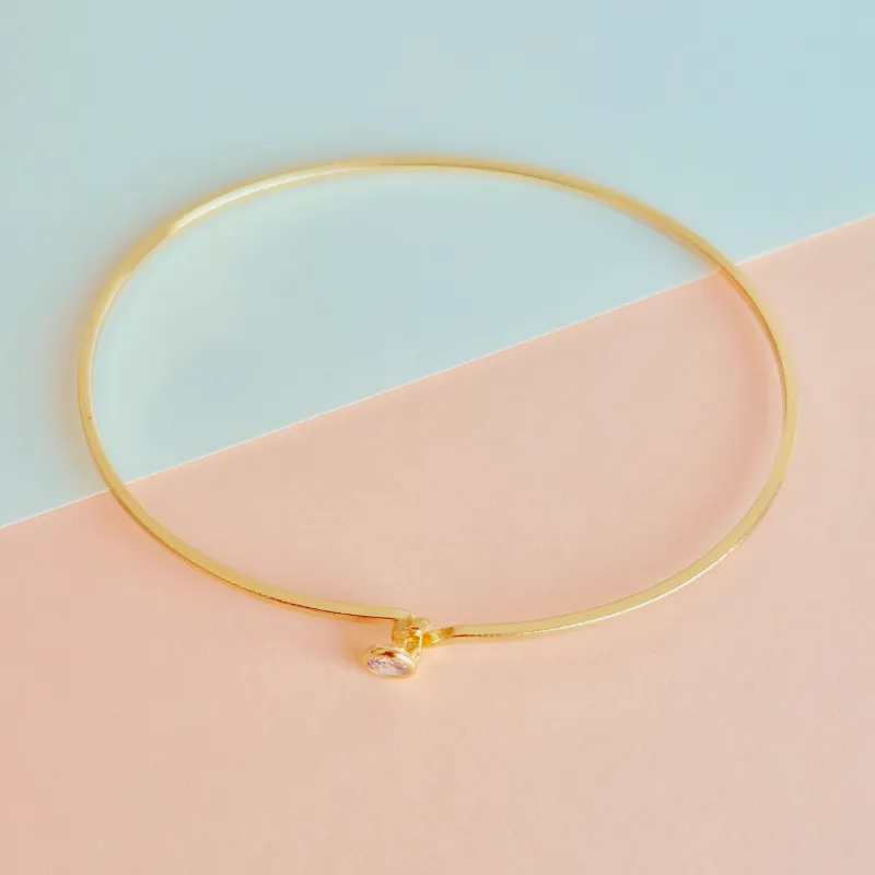 Pulseira Bracelete Fechamento com Ponto de Zircônia