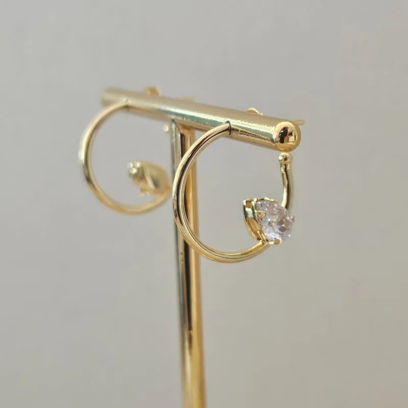 Brinco Argola com Pedra de Zircônia