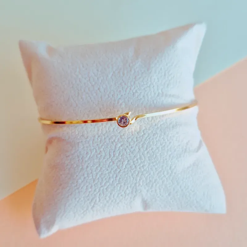 Pulseira Bracelete Fechamento com Ponto de Zircônia