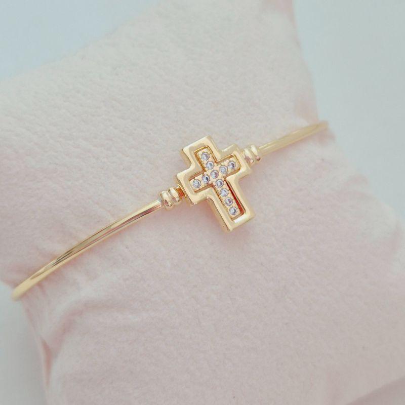 Bracelete Click Cruz Cristal