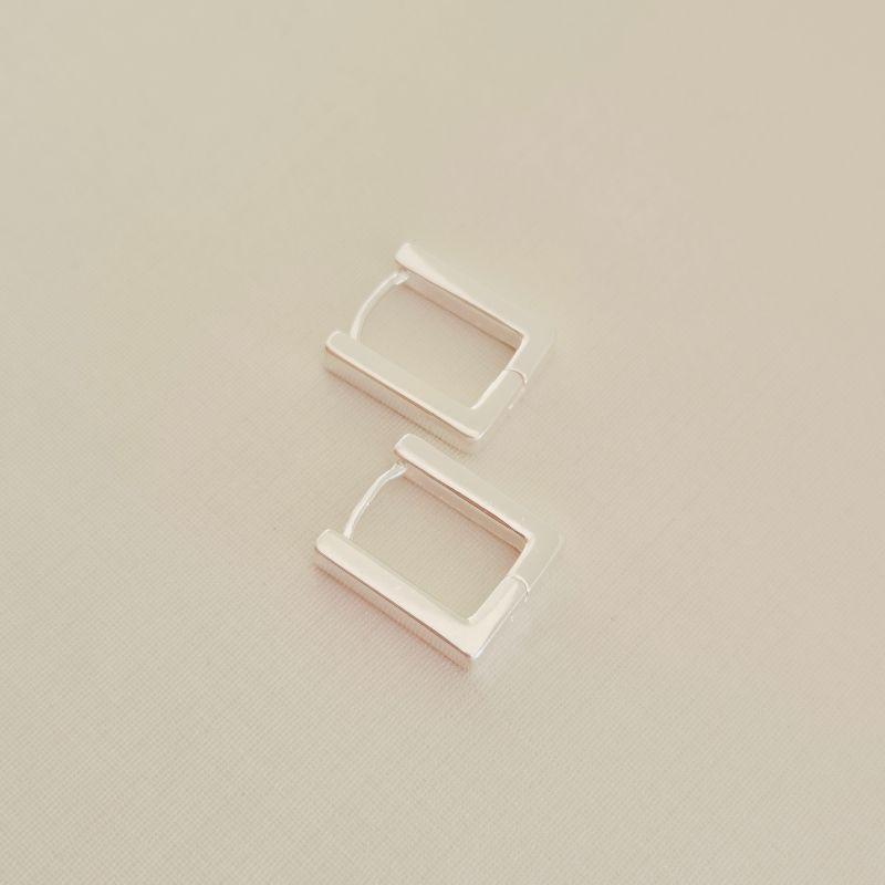 Brinco Argola Click (P) Retangular (P) - Banho Prata