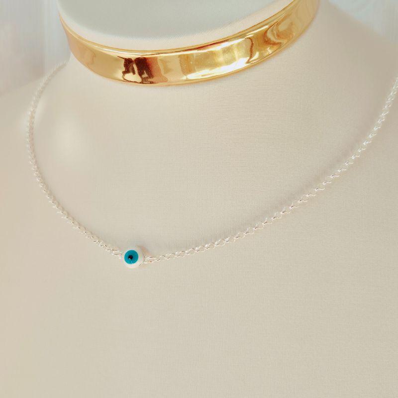 Colar Choker Olho Grego - Prata