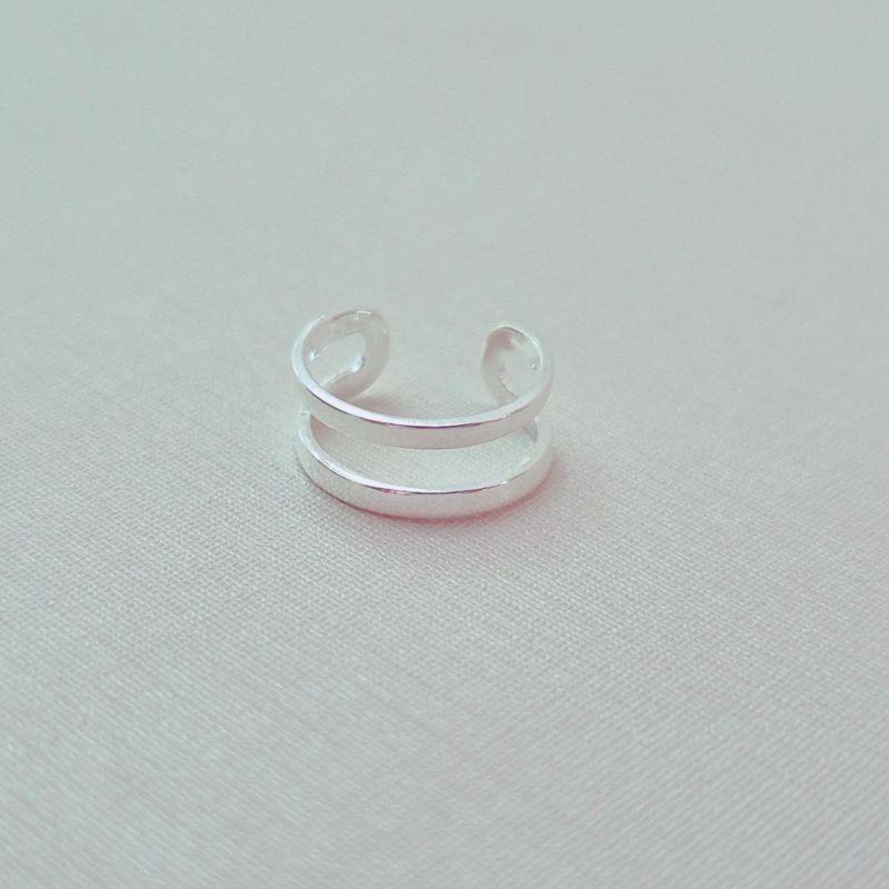 Brinco Piercing Fake Fio Duplo - Banho Prata