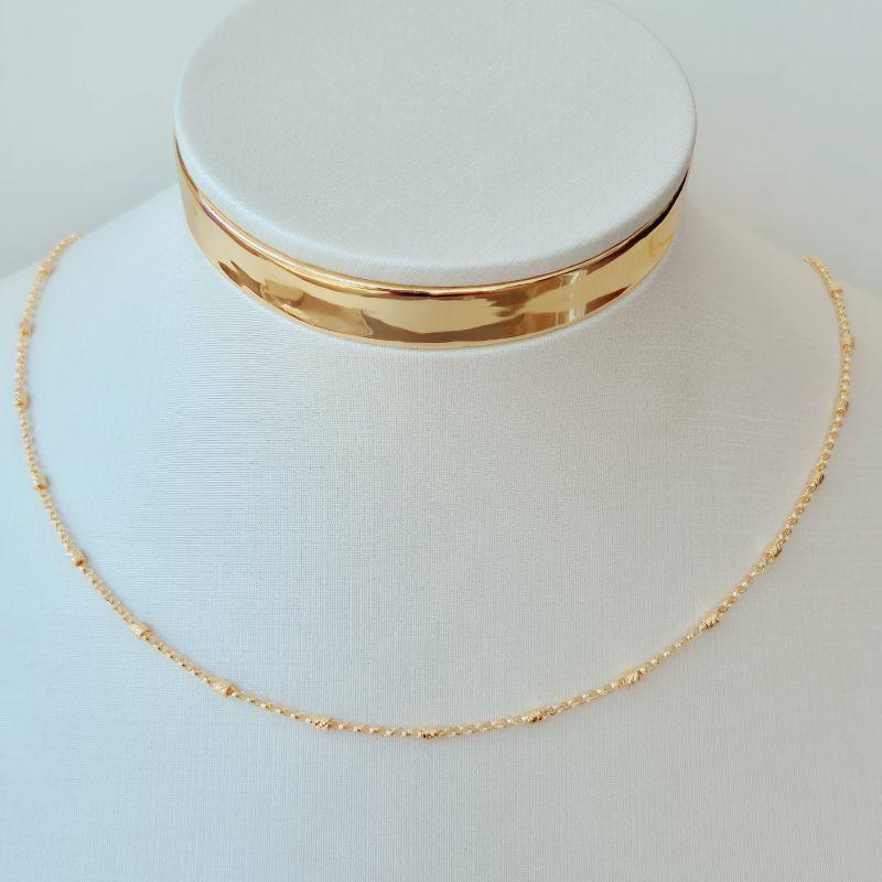 Choker Elo Português com Tubinho Diamantado