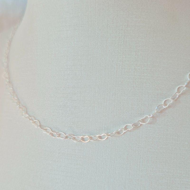 Colar Choker Elos Corações 4mm - Prata