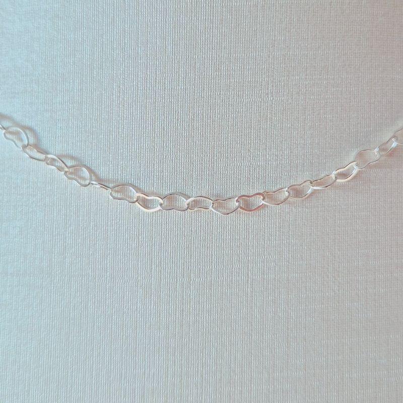 Colar Choker Elos Corações 5mm - Prata
