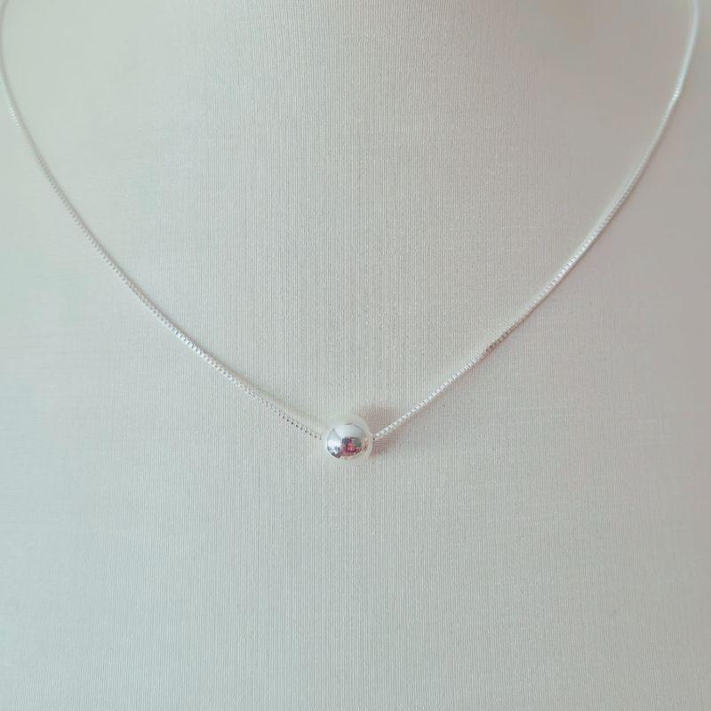 Colar Gargantilha Marina Bola Lisa 8mm - Prata