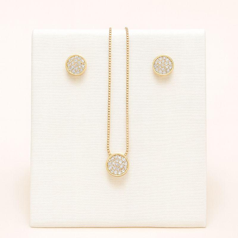 Conjunto Redondinho Cravejado Cristal