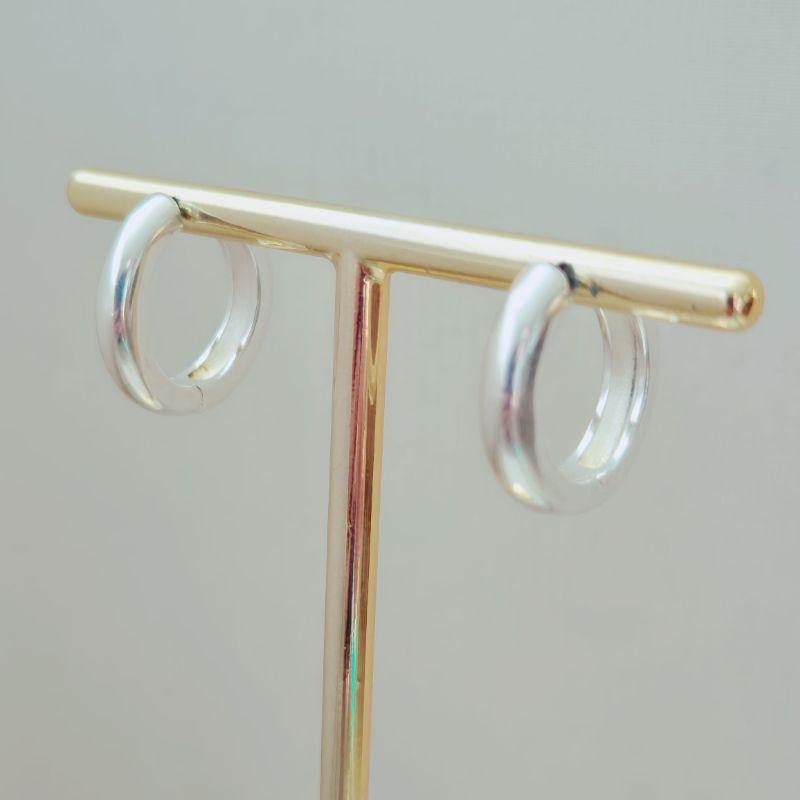 Brinco Argola Click Lisa (M) - Banho Prata