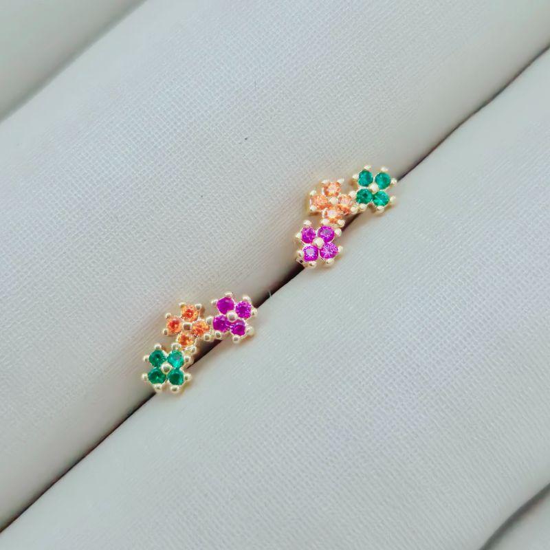 Brinco Infantil 3 Florzinhas Colors