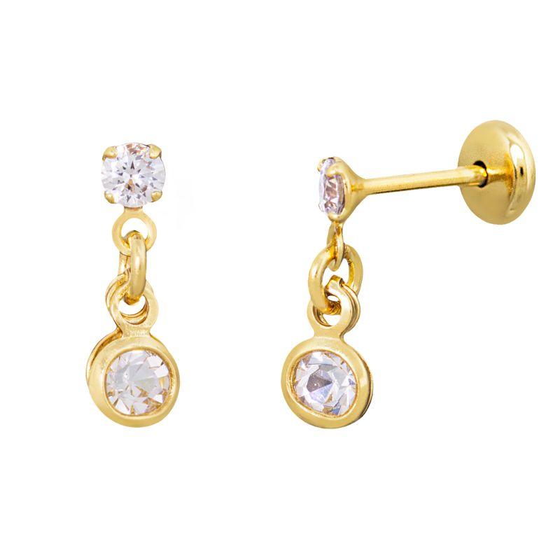 Brinco Infantil Pedrinha Dupla Cristal