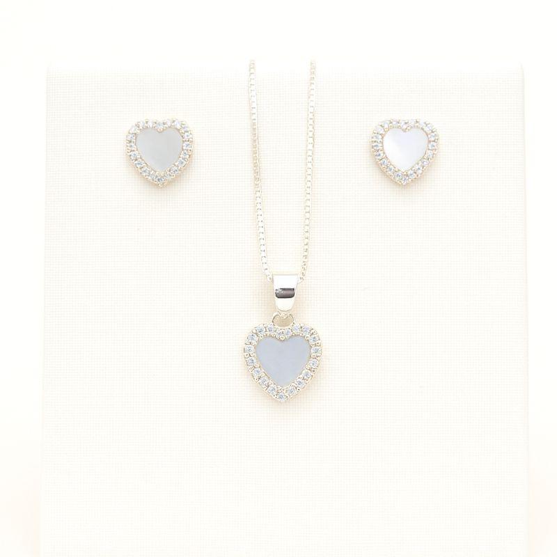 Conjunto Coração Madrepérola com Microzircônias