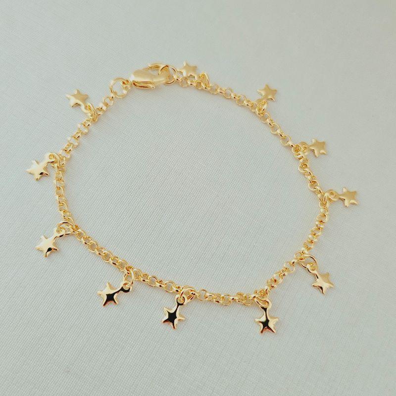 Pulseira Elo Português com Estrelinhas