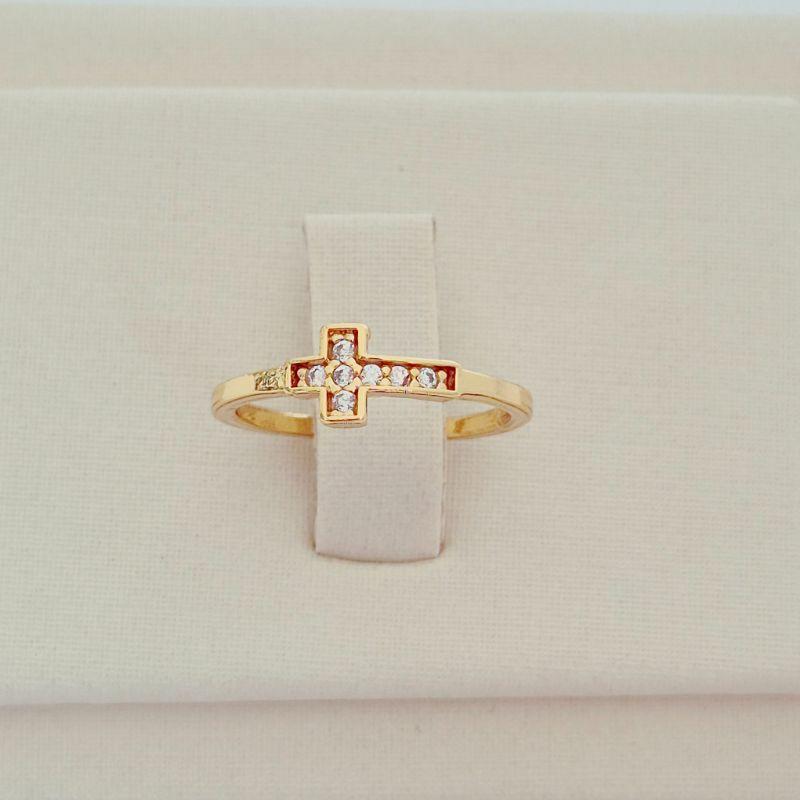 Anel Falange Cruz Microcravejado