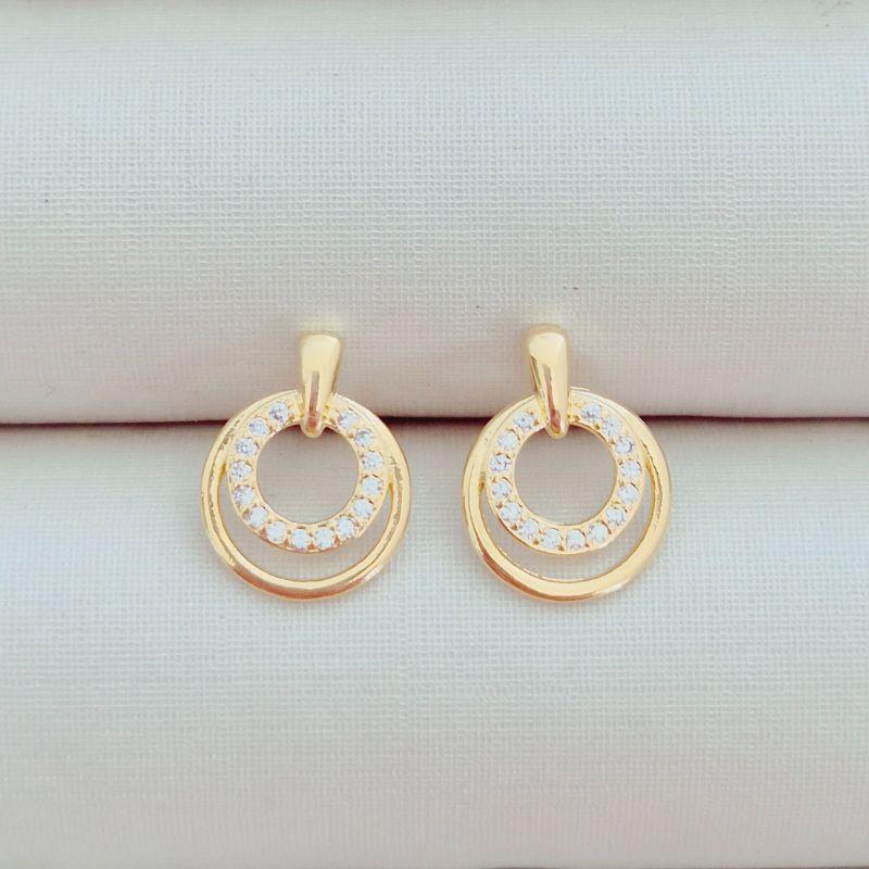 Brinco Círculo Liso e Círculo Cravejado