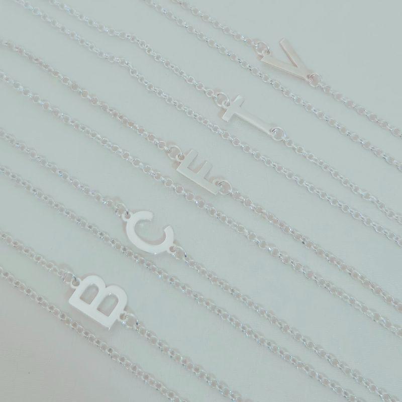 Colar Elo Português com Letra (T) - Prata 925