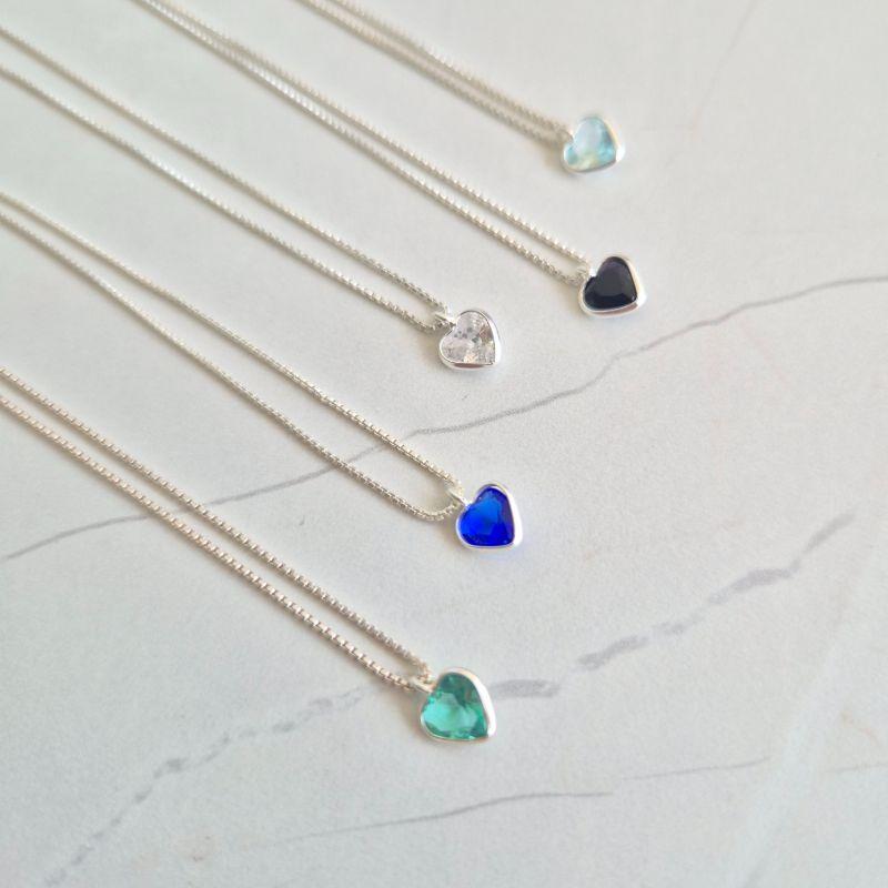 Colar (CRISTAL) Ponto de Luz Coração Cristal - Prata 925