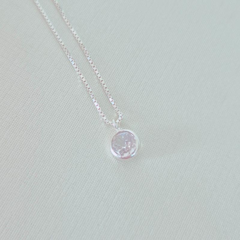 Colar Ponto de Luz Redondo Cristal - Prata 925