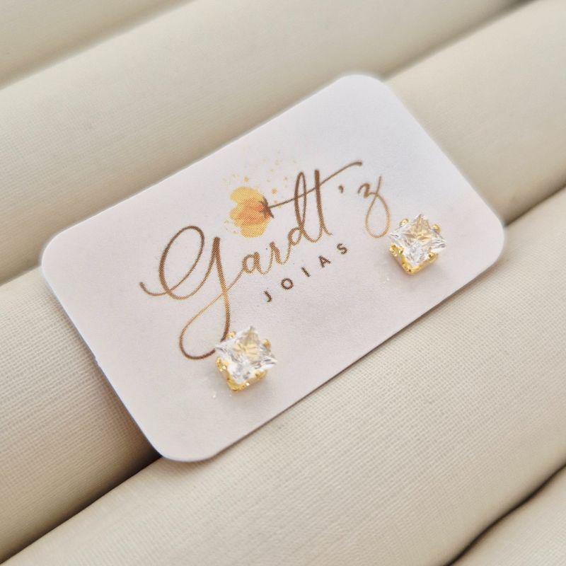 Brinco Carré Zircônia 4mm Pino 9mm