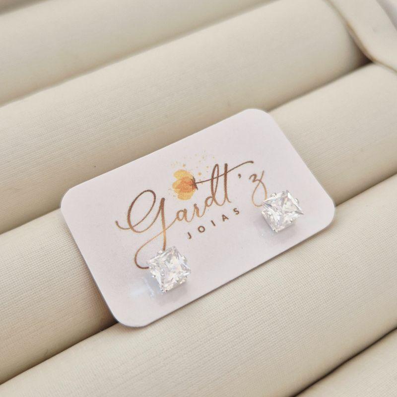 Brinco Carré Zircônia 5mm Pino 9mm - Banho Prata