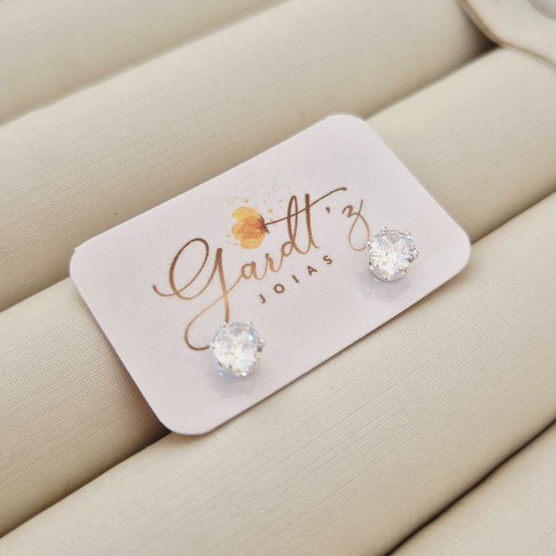 Brinco Ponto de Luz Zircônia 5mm - Banho Prata