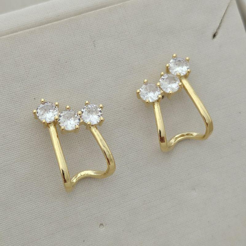 Brinco Ear Hook 3 Pontos de Zircônia