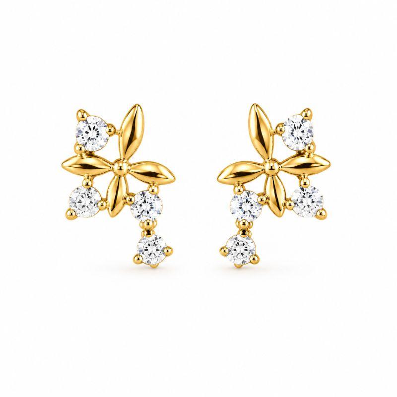 Brinco Ear Cuff Flor Lisa e Pontinhos de Luz