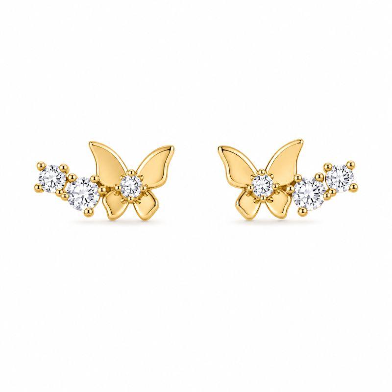 Brinco Mini Ear Cuff Borboleta e Ponto de Luz