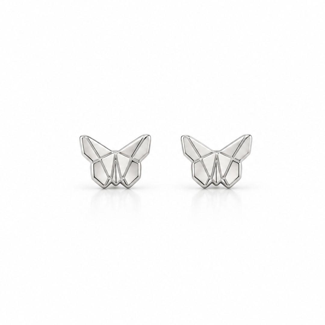 Brinco Borboleta Geométrica (P) - Prata 925